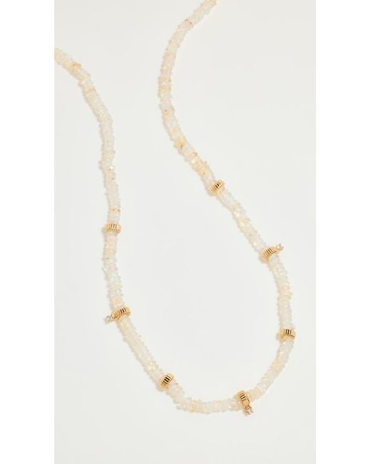 Zoe Chicco White 14k Fire Opal Rondelle Bead Diamond Necklace