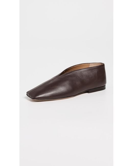 Mansur Gavriel Brown Square Soft V Flats