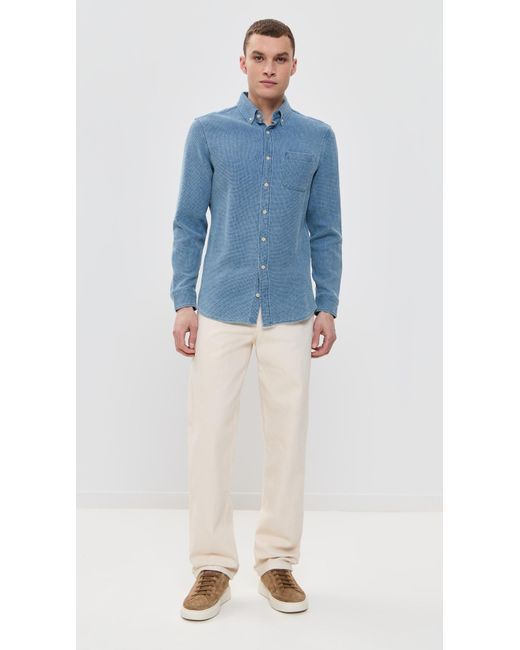 Taylor Stitch Blue The Jack Cotton Waffle Shirt for men