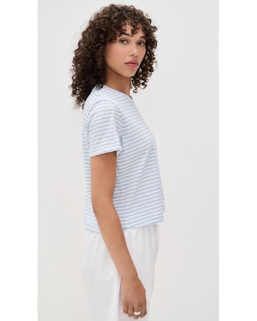 Madewell White Boxy Stripe Crop Tee
