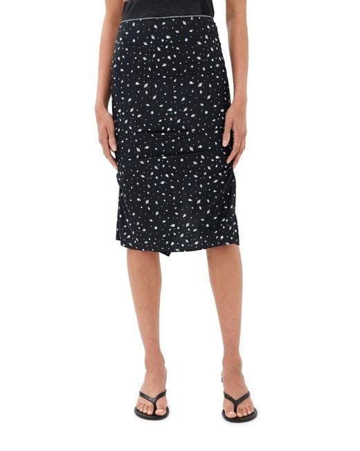 MERYLL ROGGE Black Side Drape Slip Skirt