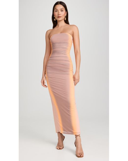 AFRM Multicolor Marlo Tube Ruched Midi Dress