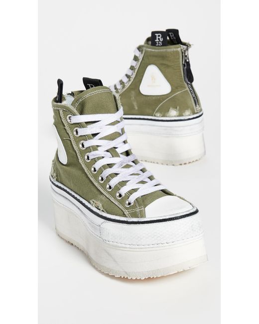R13 Canvas Platform High Top Sneakers in Olive (Green) - Save 22% - Lyst