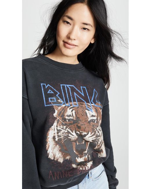Anine Bing Cotton Bing Tiger Sweatshirt in Black - Save 35% - Lyst