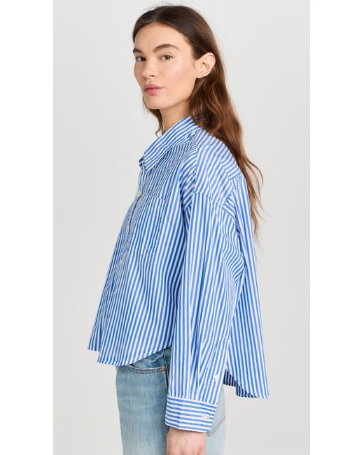 Denimist Blue Cropped Shirt Med Bue Stripe