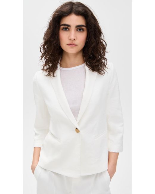 Blazer Vince Femme En Lin Et Soie - Taille US4 S - Crème - Neuf Avec étiquettes