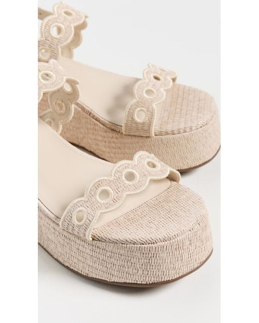 Larroude White Florence Broderie Flatforms