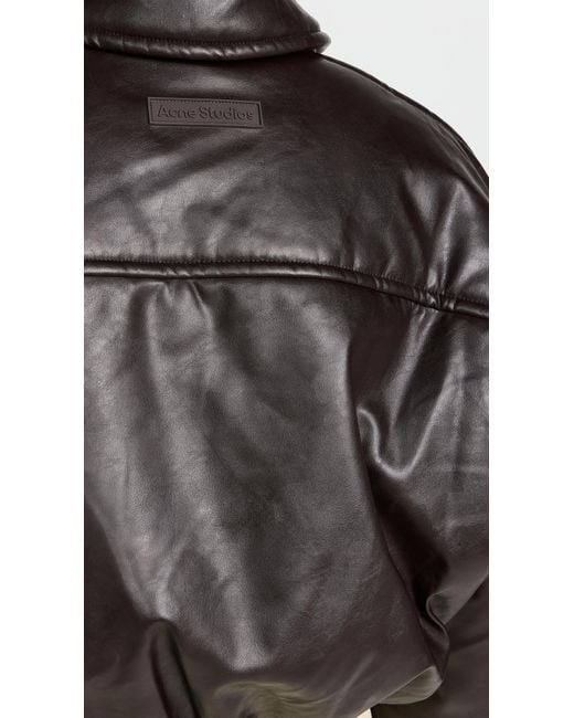 Acne Black Faux Leather Bomber Jacket