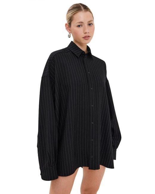 Wardrobe NYC Black Wardrobe. Nyc Oversize Mini Shirt Dress
