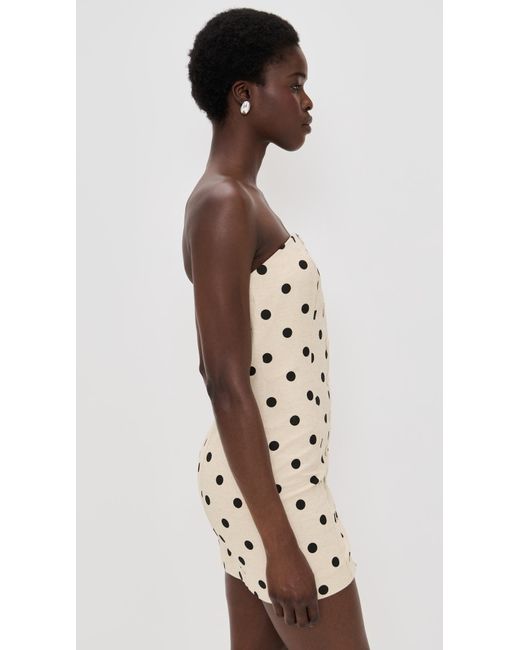 Endless Rose Black Polka Dot Linen Strapless Dress