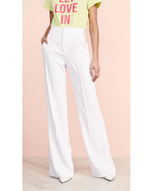 Alice + Olivia White Dylan High Waisted Leg Pants