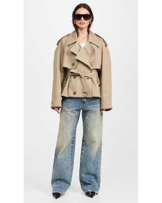 Pixie Market Natural Oversized Cropped Trench Jacket