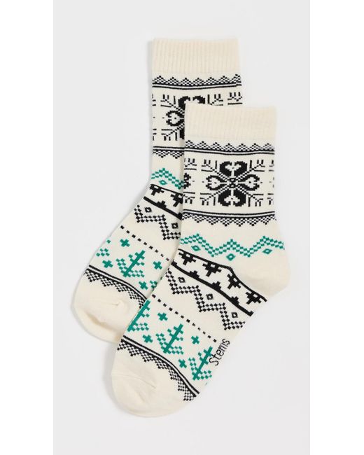 Stems White Heidi Crew Socks