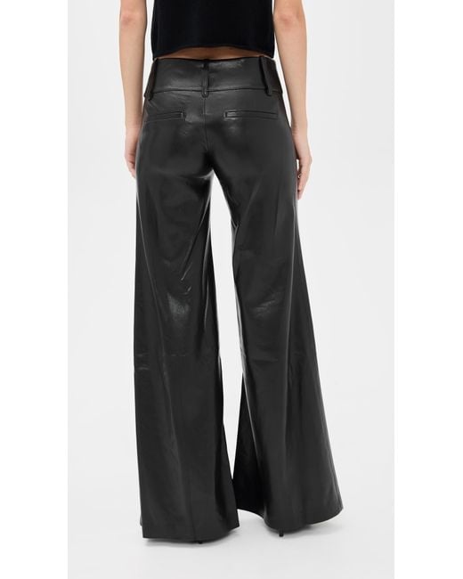 Alice + Olivia Black Olivia Vegan Leather Wide Leg Flare Pants