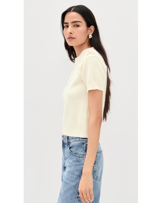 FRAME Blue The Lace Gathered Cashmere Sweater