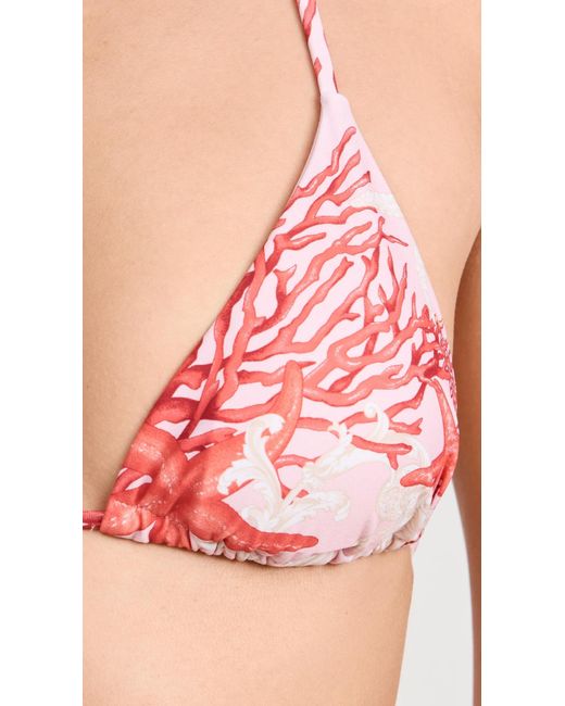 Versace Pink Lycra Vita Recycled Corals Print Bikini Top