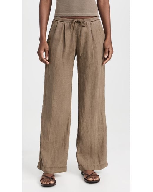 James Perse Natural Wide Leg Relaxed Linen Pants
