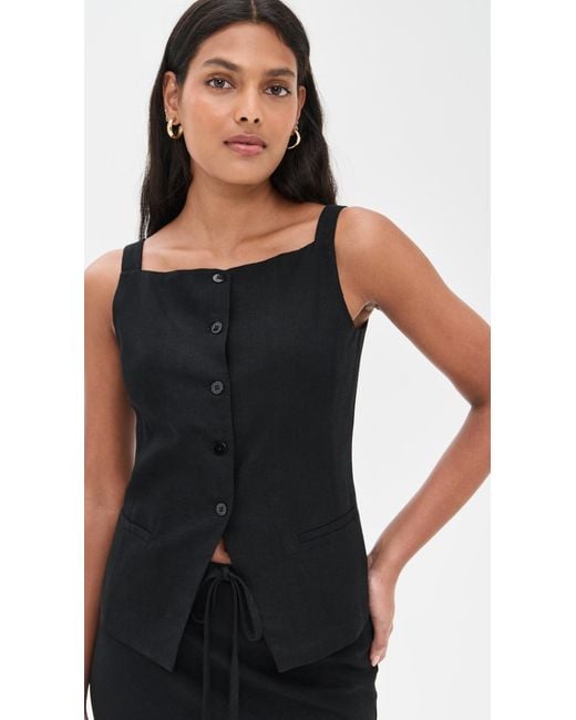 Wayf Black Button Front Top