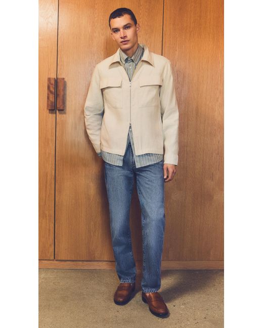 NN07 Natural Alban Linen Zip Jacket for men