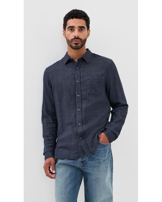 Vince Blue Double Face Long Sleeve Shirt for men