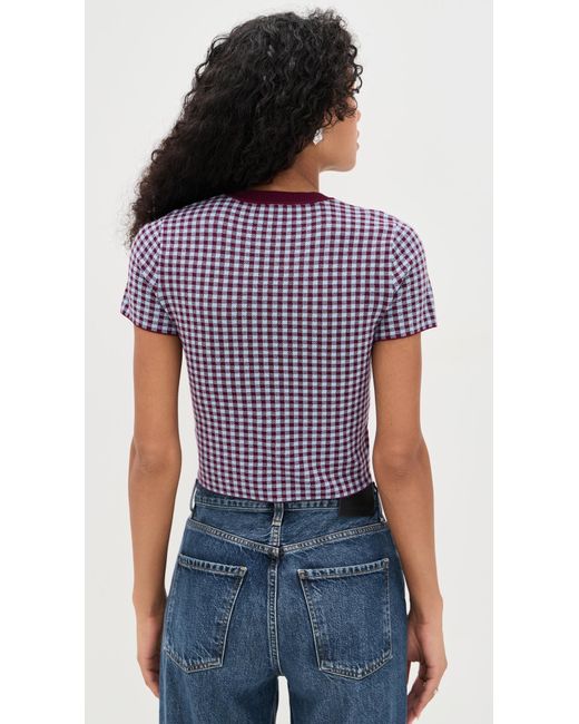 Le Bos Multicolor Gingham Knit Tee