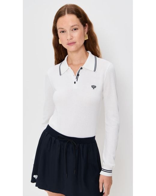 FRAME White The Long Sleeve Tennis Polo