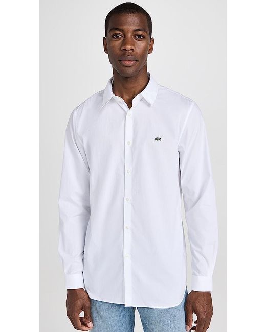 Lacoste Slim Stretch Cotton Poplin Shirt White for Men | Lyst