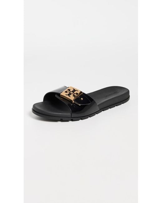 Tory Burch Black Buckle Slides