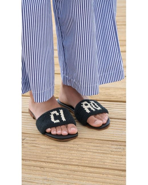 Kaanas Black Serin Ciao Handwoven Crochet Slip On Sandals