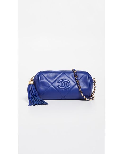 What Goes Around Comes Around Blue Chanel Mini Barrel Bag