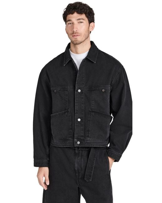 Lemaire 4 Pocket Blouon Jacket Denim Oft Bleached Blk in