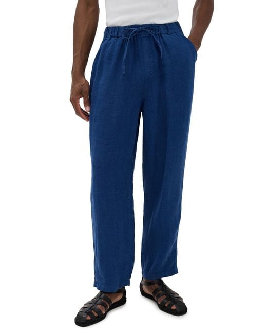 Bather Blue Linen Leisure Pants for men