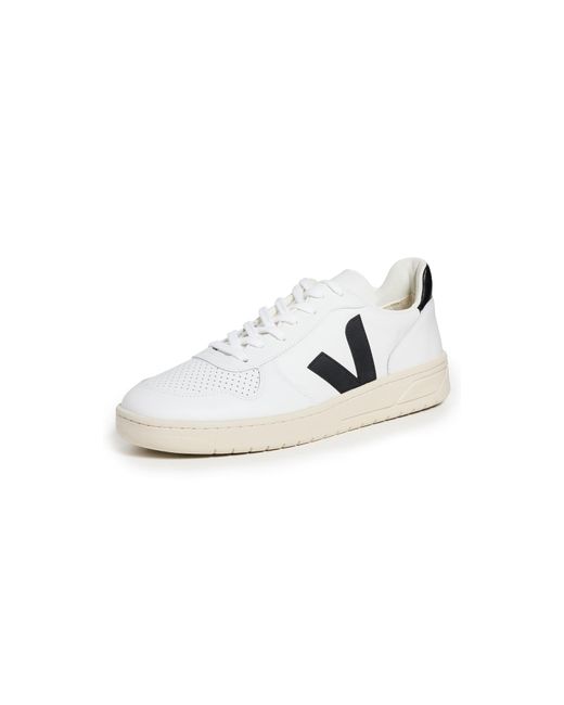 Veja White V-10 Leather Sneakers for men