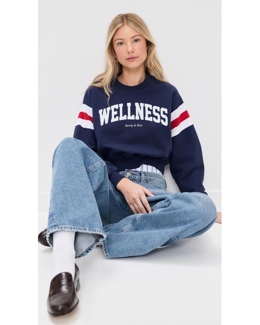 Sporty & Rich Blue Wellness Ivy Rugby Crewneck Sweatshirt