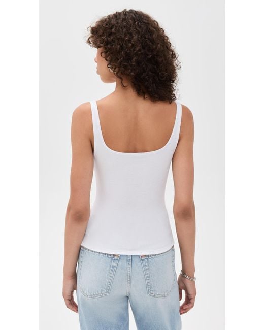 LNA White Scoop Ribbed Tank