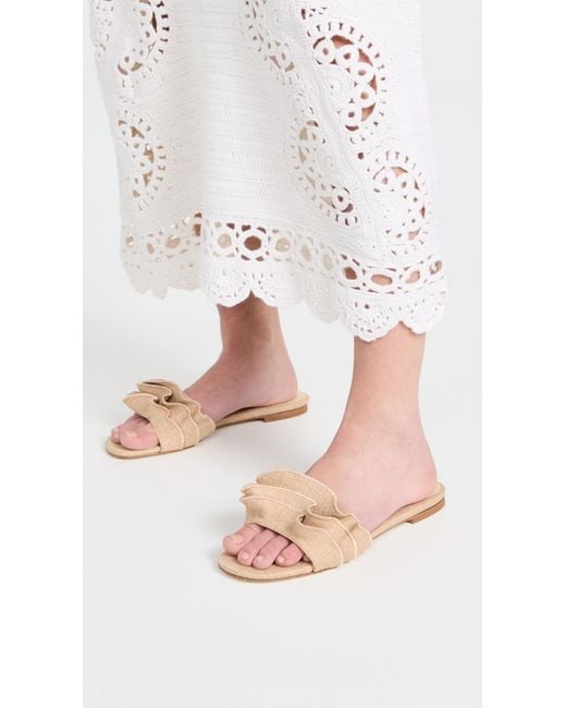 Larroude Natural Ivy Ruffle Sandals