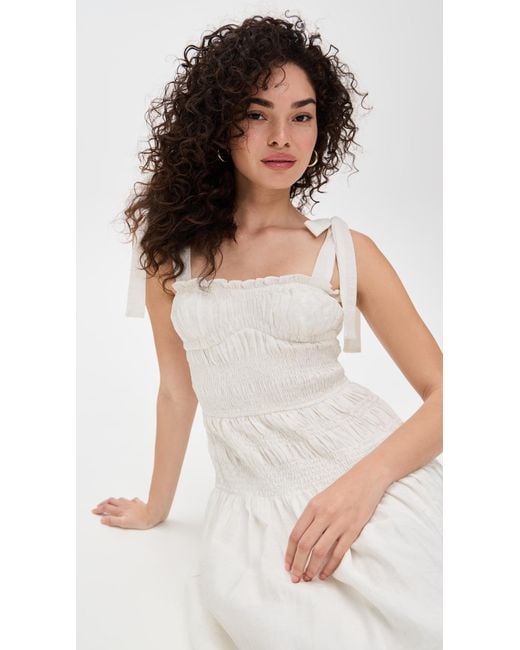 Moon River Adjustable Strap Shirred Midi Dress in White | Lyst Moon River Adjustable Strap Shirred Midi Dress in White | Lyst