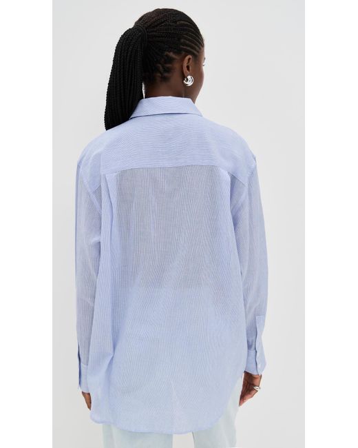Anine Bing Blue And Mini Stripe Plaza Shirt