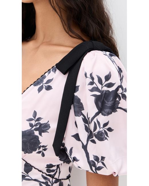 ワンピース SELF PORTRAIT SATIN MIDI DRESS WITH FLORAL APPLIQUES Self-Portrait floral-appliqué Satin Midi Dress | Neutrals