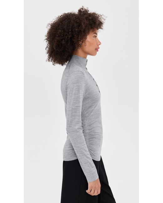 Theory White Shirred Henley Top