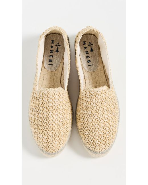 Manebí White Flat Raffia Espadrilles