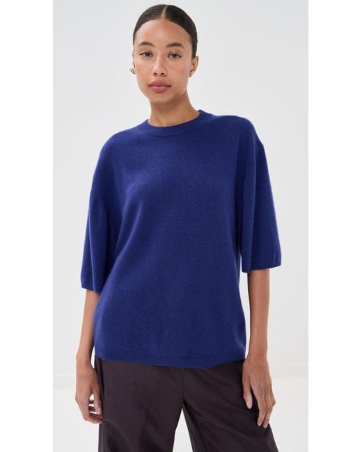 Tibi Blue Washable Cashmere Oversized Easy Tee