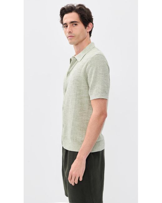 NN07 Green Nolan Button Down Polo Sweater for men