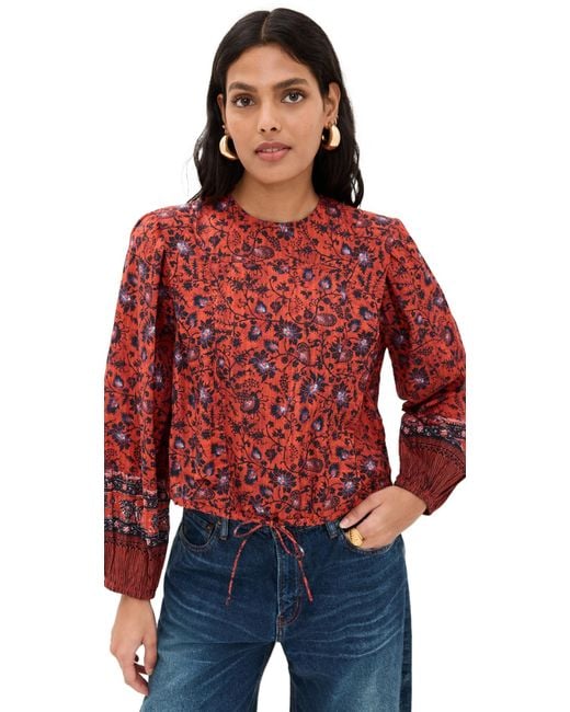 Ulla Johnson Red Prisha Blouse
