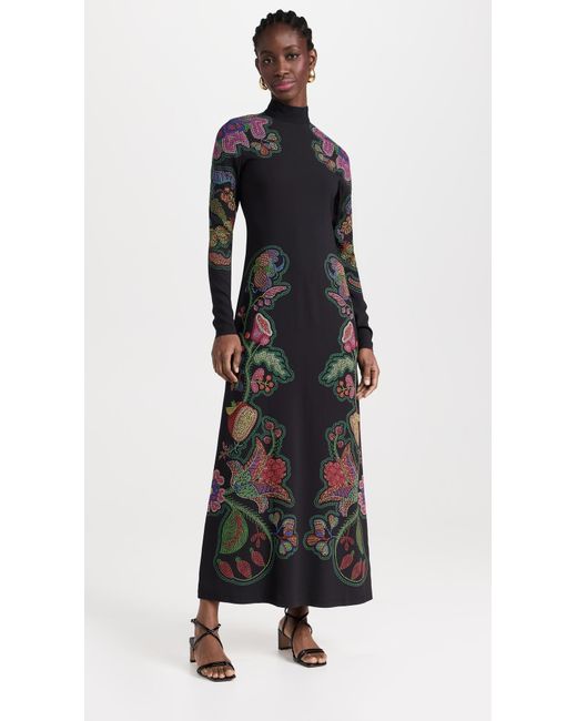 LaDoubleJ Black Halle Floral-print Jersey Maxi Dress