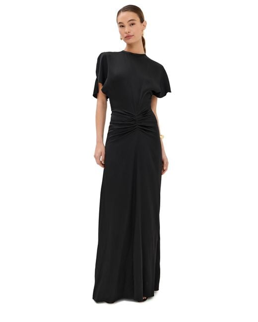 Victoria Beckham Black Gathered Waist Floor Length Dress