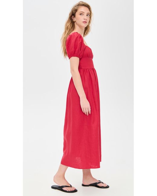 Faithfull The Brand Red Dalia Midi Dress