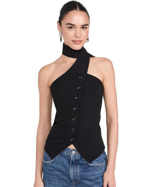 Pixie Market Black Mara Choker Neck Strap Button Top