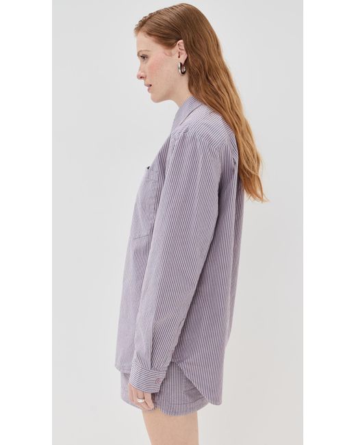 Tibi Purple Garment Dyed Seersucker Classic Shirt