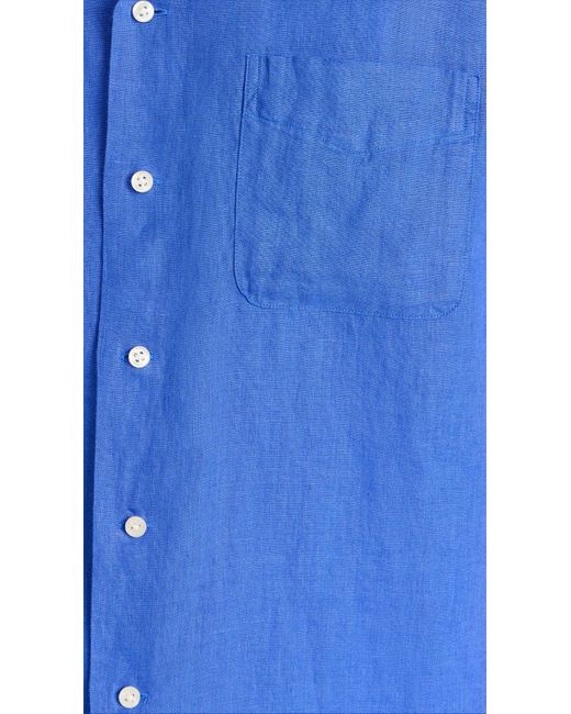 Polo Ralph Lauren Blue Linen Button Down Shirt for men